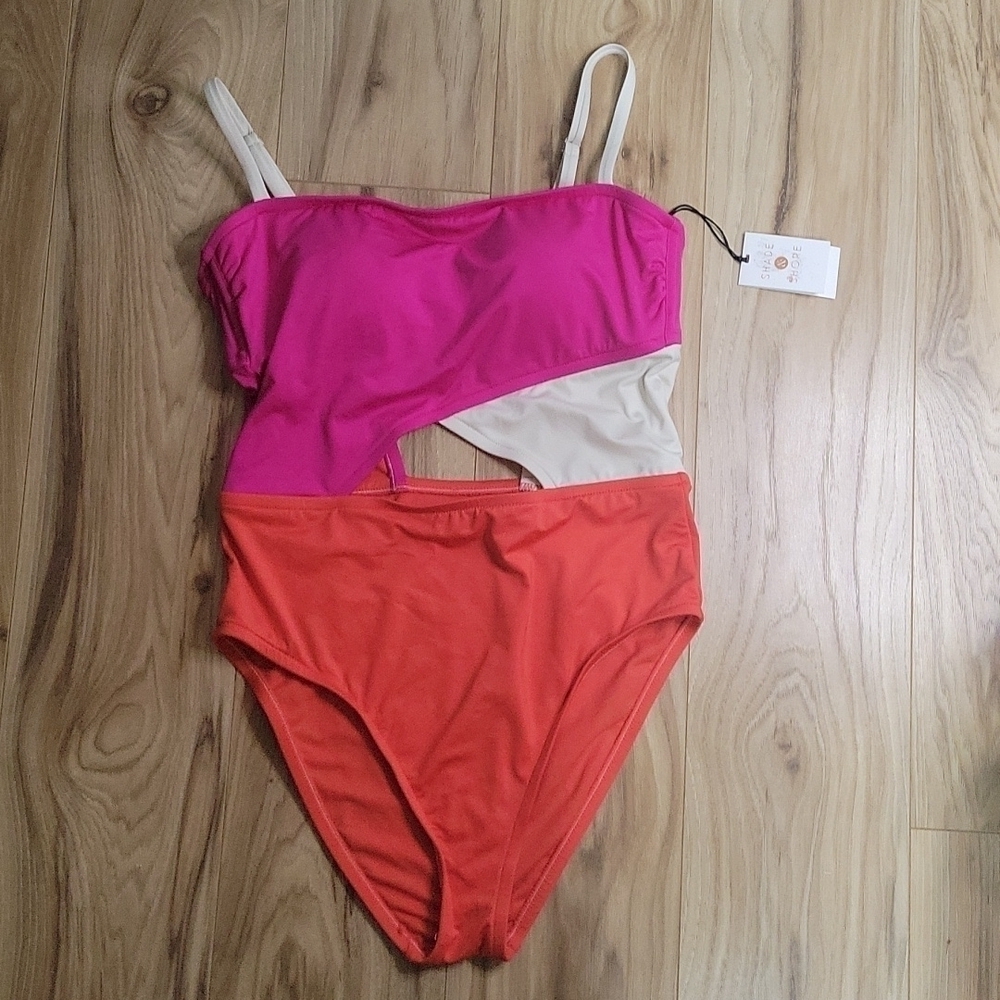 Shade and Shore Pink Colorblock Cut-out Swimsuit - Picture 4 of 12